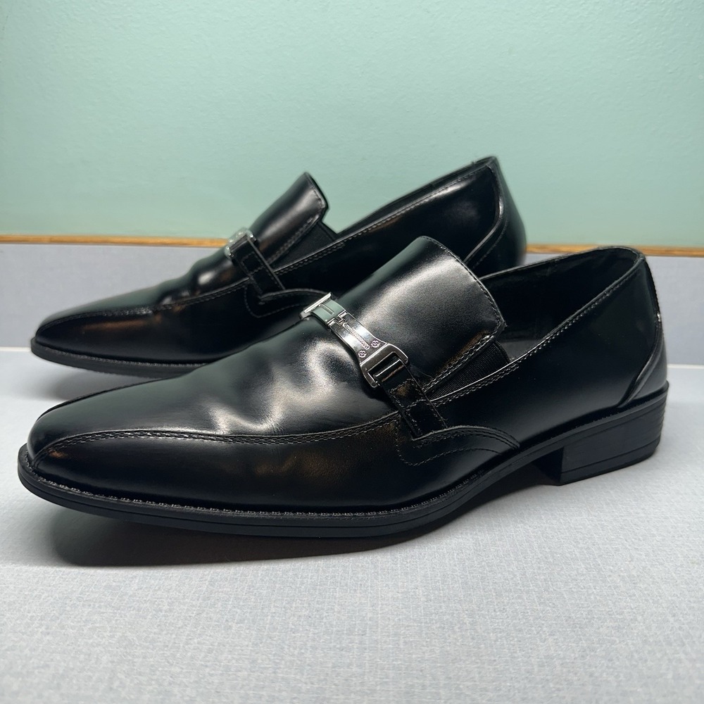 Stacy Adams Men's Loafer Adrian Size 11M Slip-On Bike Toe Bit Leather Suave